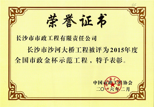 2015年度全國市政金杯示范工程